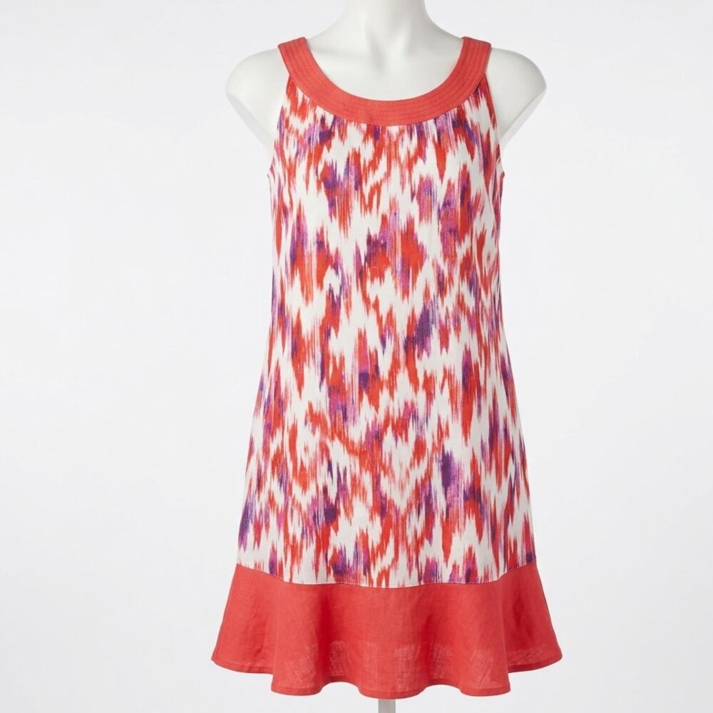Tommy Bahama Marina Iridescent Ikat Mini Dress Red White Sleeveless Small